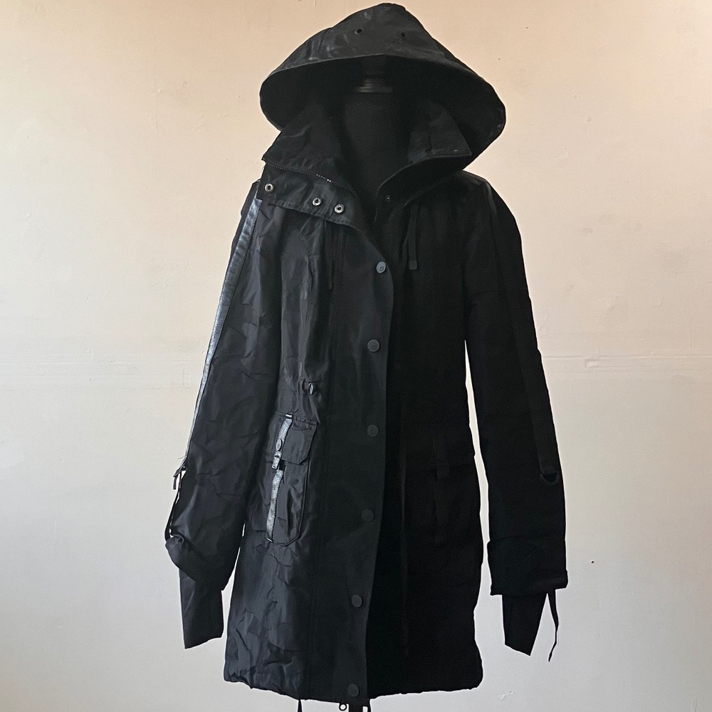 Blanc Noir Black On Black Jacquard Anorak Hooded Jacket